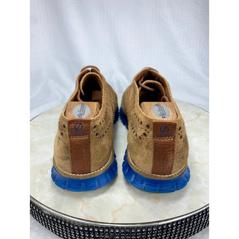 Cole Haan Zerogrand Suede Wingtip Oxfords Shoes Mens Sz 10.5 Tan Brogue Preppy
